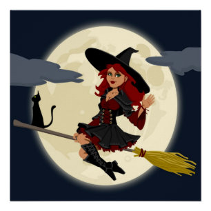 PÔSTER REDHEADED HALLOWEEN WITCH