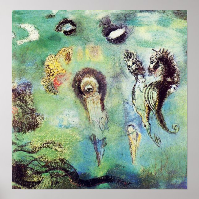 Poster Redon - Cavalos-marinhos Sobre A Superfície Submar (Frente)