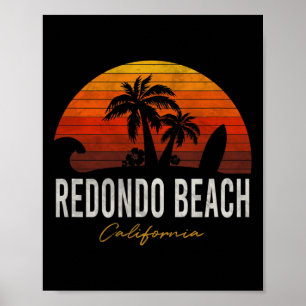 Poster Redondo Beach California Palms Férias Surf Sundo