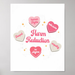 Poster Redução de Danos Heart Candy Conscientização sobre