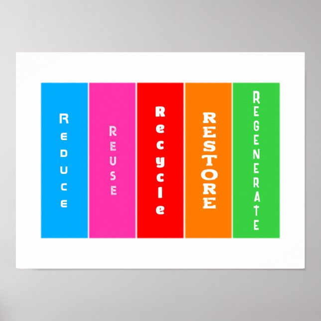 Poster "Reduzir, Reutilizar, Reciclar, Restaurar, Regener (Frente)