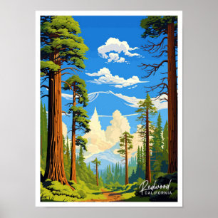 Poster Redwood California Art Viagem Vintage