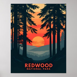 Poster Redwood National Park California Retro Vintage