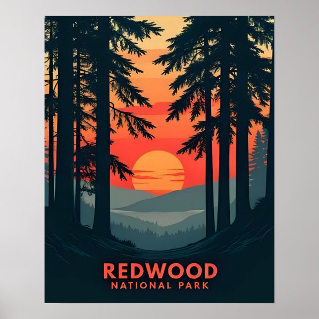 Poster Redwood National Park California Retro Vintage (Frente)