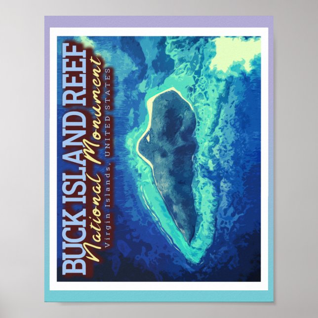 POSTER REEF BUCK ISLAND - ILHAS VIRGENS ESTADOS UNIDOS (Frente)