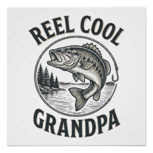 Pôster Reel Cool Avô Camisa de Pesca de Róbalo Vintage De