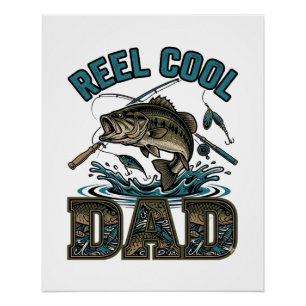 Pôster Reel Cool Dad Pesca de Robalo Design Vetorial Vint