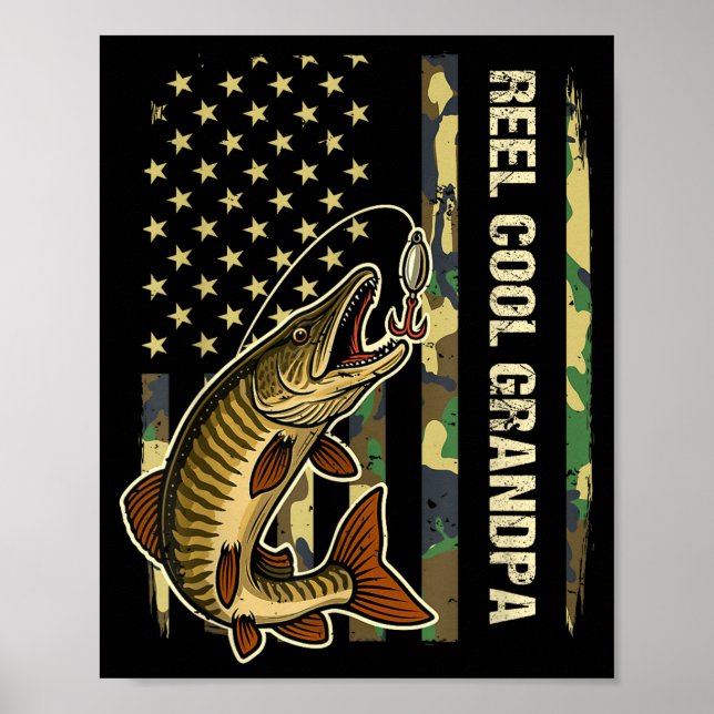 Poster Reel Cool Grandpa Muskie Fishing Fisherman America (Frente)