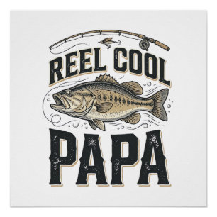 Pôster Reel Cool Papa Design de Vetor de Pesca Vintage_1