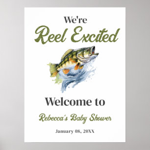 Poster Reel Excitou Peixe Chá de fraldas Bem-vindo