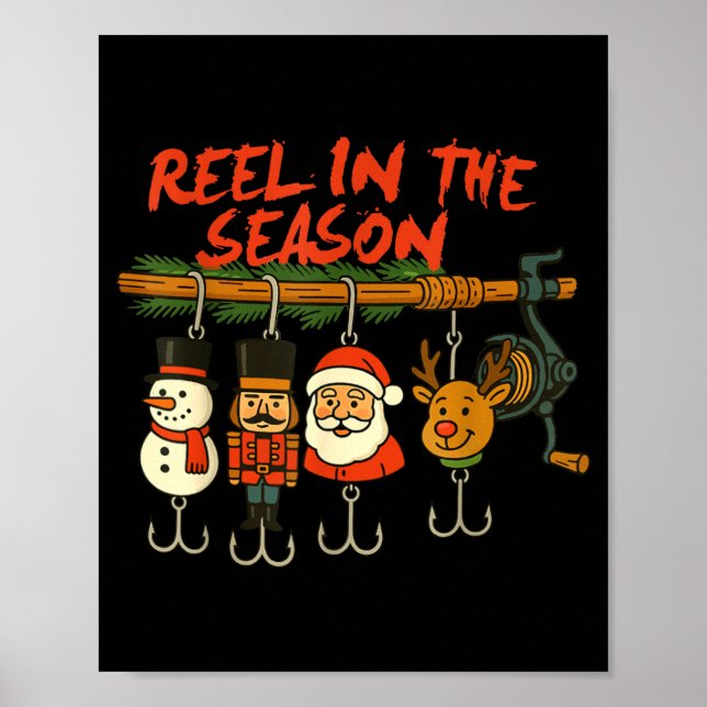 Poster Reel In The Season Fishmas Santa Fishing Fisherman (Frente)
