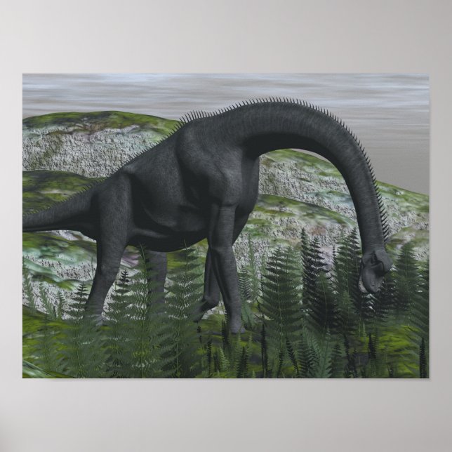 Pôster Refeição do dinossauro do Brachiosaurus - renderiz (Frente)
