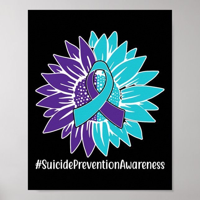 Poster Refeita Teal Sunflower Ribbon (Frente)