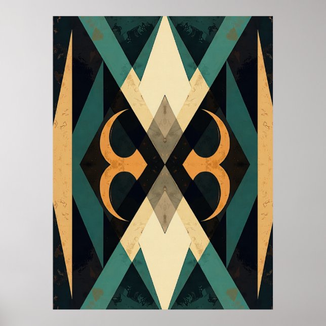Poster Reflective Diamond Crescent Abstract Modern Art (Frente)