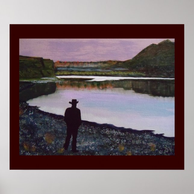 Pôster Refletindo no rio Missouri, Fort Benton, Monte. (Frente)