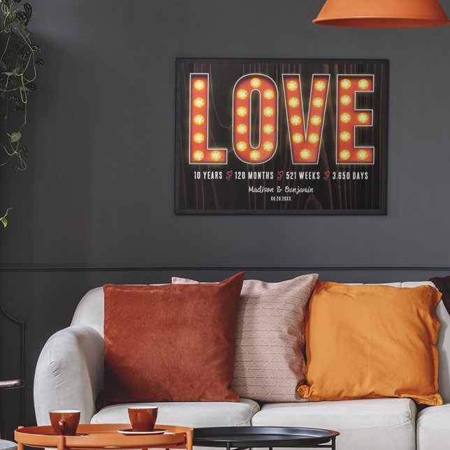 Poster Refletor Milestone 10º Aniversário Amor Personaliz (Criador carregado)