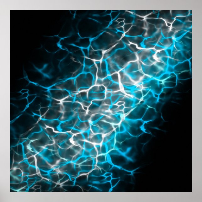 Poster Reflexão de Água Azul e Branca (Frente)