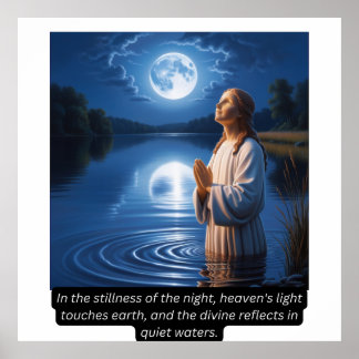 Poster Reflexão divina: Serenidade na margem da água