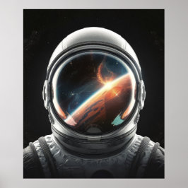 Poster Reflexão do Capacete de Astronauta do Universo