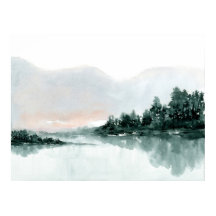 Reflexão do Lago Montanha Watercolor