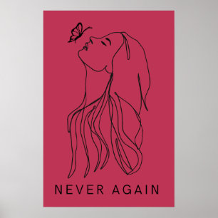 Poster Reflexão Eterna: Borboleta e Arte de Linha Mulher