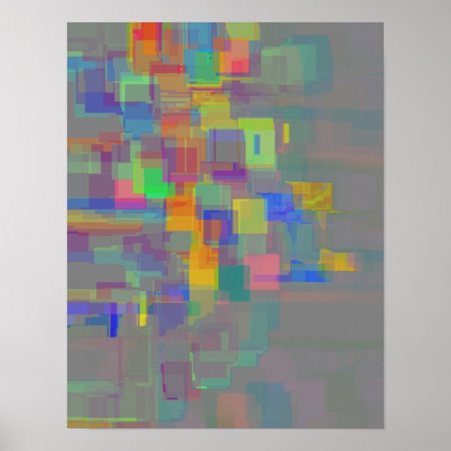 Pôster "Reflexão no Jardim Pond" Arte Abstrato geométrica (Frente)