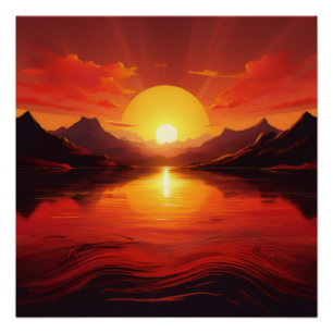 Pôster Reflexão Sunset - Arte Natural Tranquila