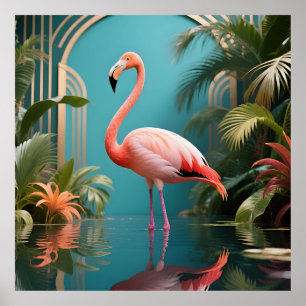 Poster Reflexão Tropical do Flamingo