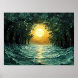 Poster Reflexo da Floresta ao Pôr do Sol – Sol Dourado Ab