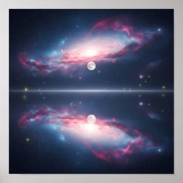 Poster Reflexo da Galáxia Sob o Céu Cósmico Iluminado pel