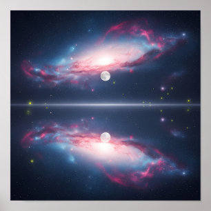 Poster Reflexo da Galáxia Sob o Céu Cósmico Iluminado pel