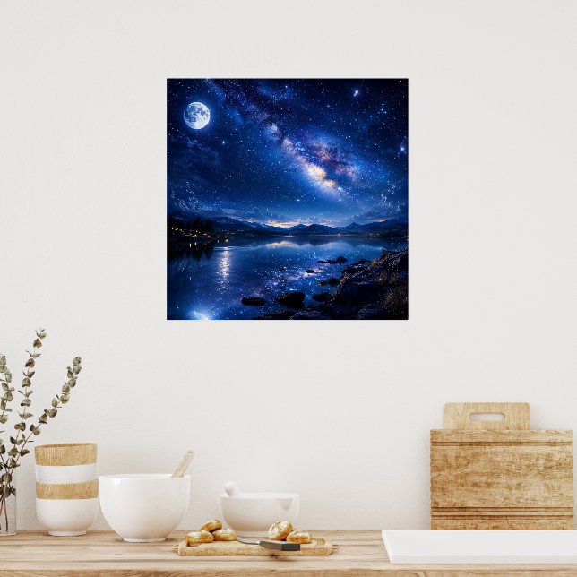 Poster Reflexo da Via Láctea ao Luar — Paisagem Noturna d (Cozinha)