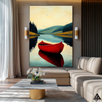 Reflexo do Barco Vermelho – Arte Ingênua de Lago S