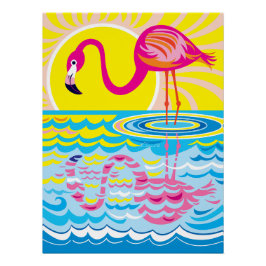 Pôster Reflexo do Flamingo Rosa