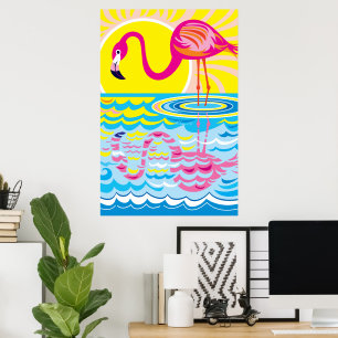 Poster Reflexo do Flamingo Rosa
