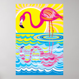 Poster Reflexo do Flamingo Rosa