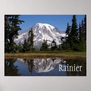 Pôster Reflexo do Monte Rainier no Lago