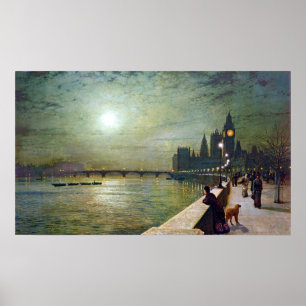 Poster Reflexões de John Atkinson Grimshaw na Tamisa