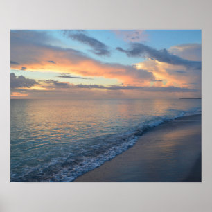Poster Reflexões do por do sol da praia na água