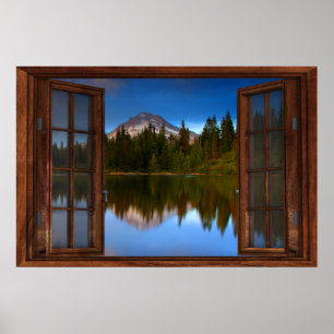 Poster Reflexões em lago de montanha Ilusões falsas em 