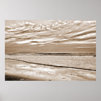 Poster reflexões sépias e ondas calmas