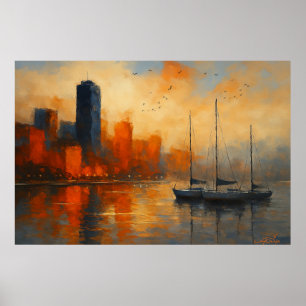Poster Reflexos da Paisagem Urbana de Ember Bay