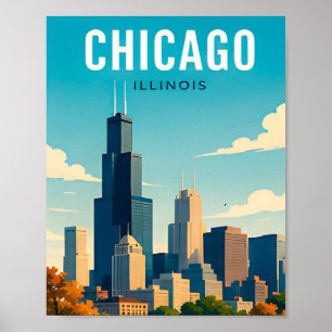 Poster Reflexos do horizonte de Chicago