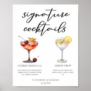 Poster Refrescando Menu de Casamento de Cocktails de Assi