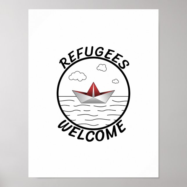 Poster Refugiados Bem-vindos ao Protesto em Papel Present (Frente)