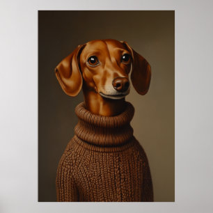 Poster Regal Dachshund em um Turtleneck