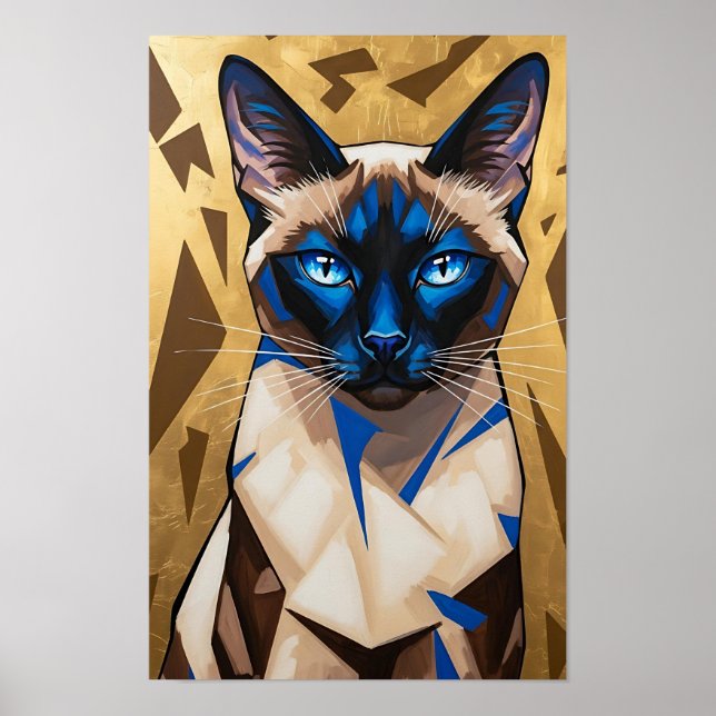 Poster Regal Expressionist Siamese Cat Art (Frente)