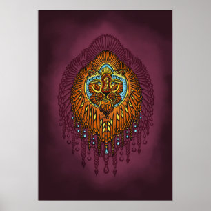 Pôster Regal Spirit Lion Ornamentado Tribal Mandala Roa