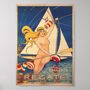 Poster Regate, Sailing, Itália, Art Nouveau