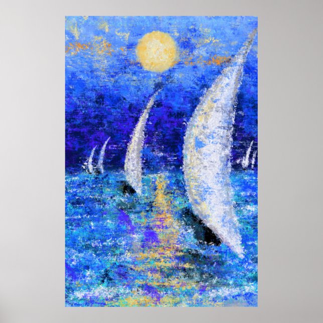 Poster Regatta Sailing - pintura original de Abstrato (Frente)